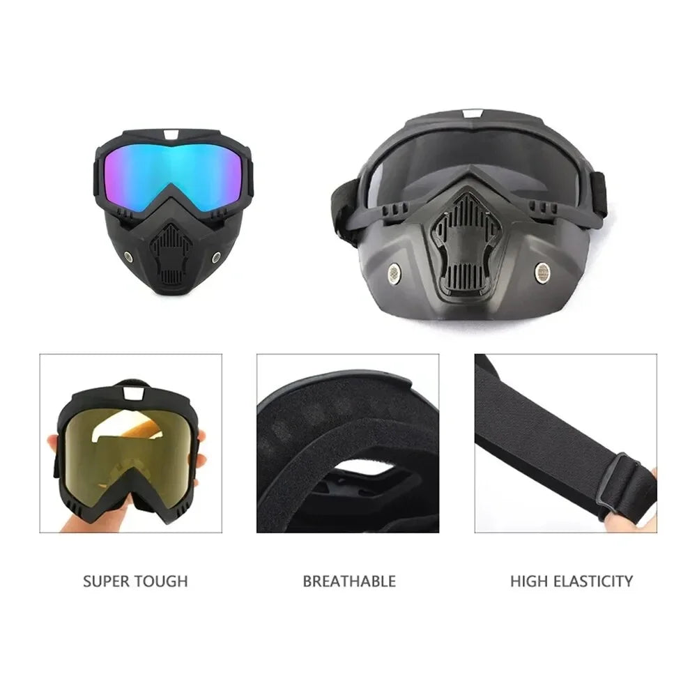 MTB Safety Mask & Goggles Combo - Windproof Protection for Extreme Cycling, Dirt Bikes & Outdoor Sports