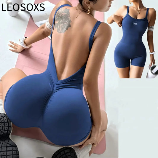 Shapewear for women's Seamless Fitness Jumpsuit Sportswear One-piece Sleeveless Short Leg Solid Color Sportswear Jumpsuit Sportswear