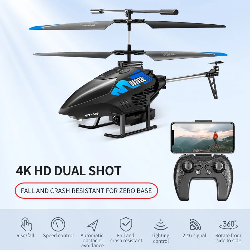 4DRC M6 Remote Control RC Helicopter with 4K Camer Altitude Hold Drone 2.4GHZ 4CH Aircraft for Adults Birthday Kids Gifts Toys