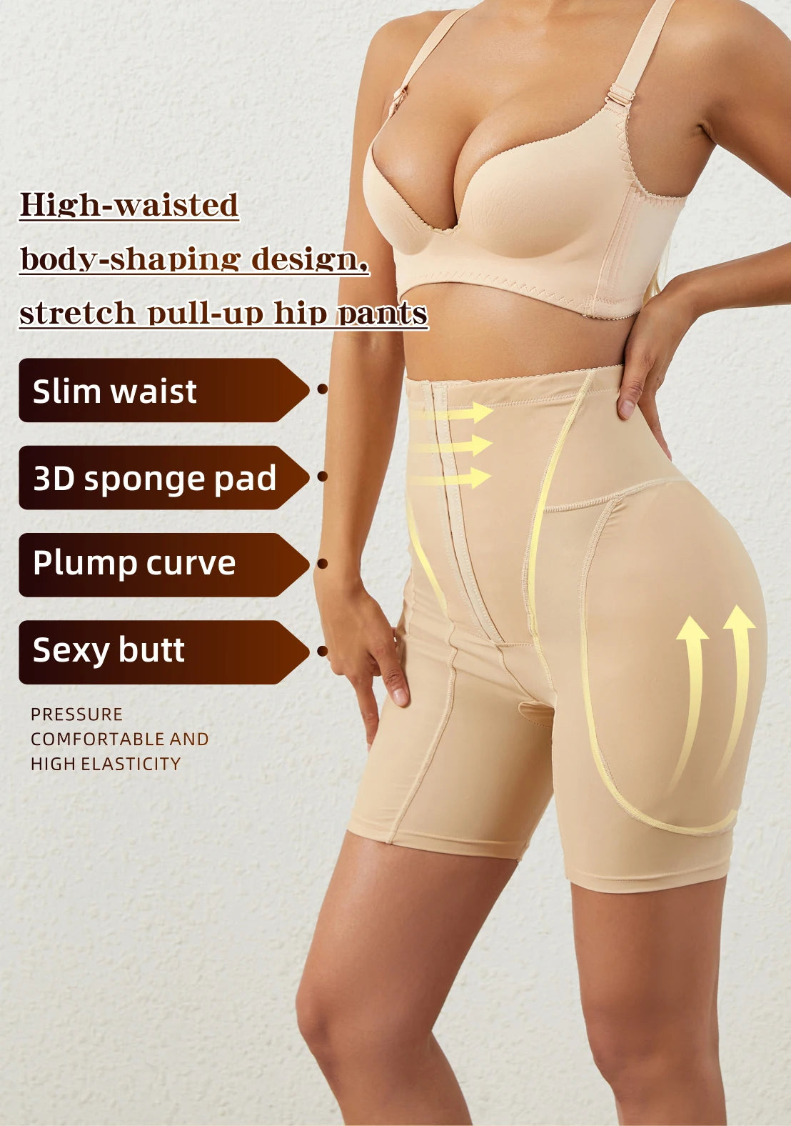 Shapewear for women's High Waist Shorts Butt Lifter Booty Padded Shorts Hip Enhancer Body Shaper Shorts Tummy Control Panties