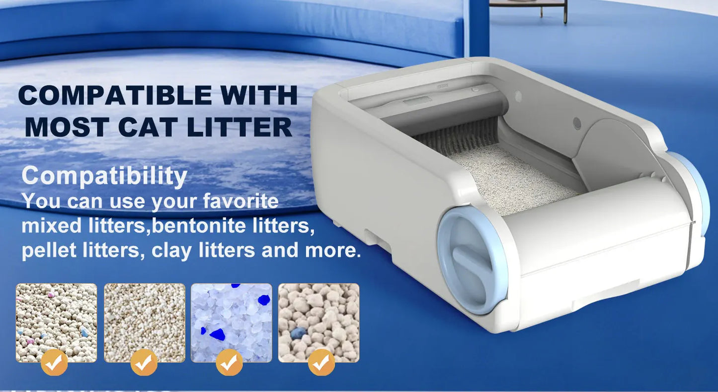 Open Smart Cat Litter Box Automatic Self Cleaning,Remote Control Via App,Cat Toilet Litter Tray,2025 New Electric Cat Toilet