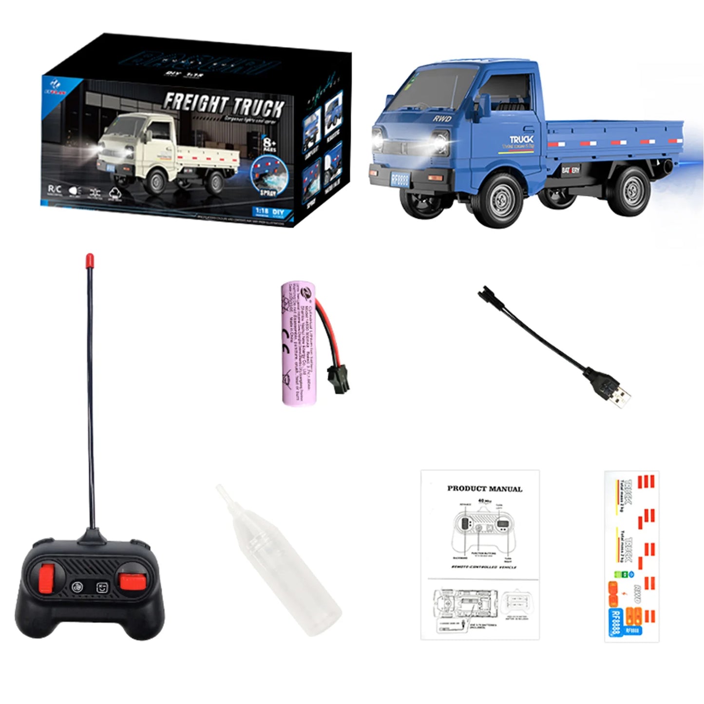 1/18 KF31 Remote Control Truck Small Cargo Truck Model Toy Remote Control Car Drift Car Electric Model Children's Toys White