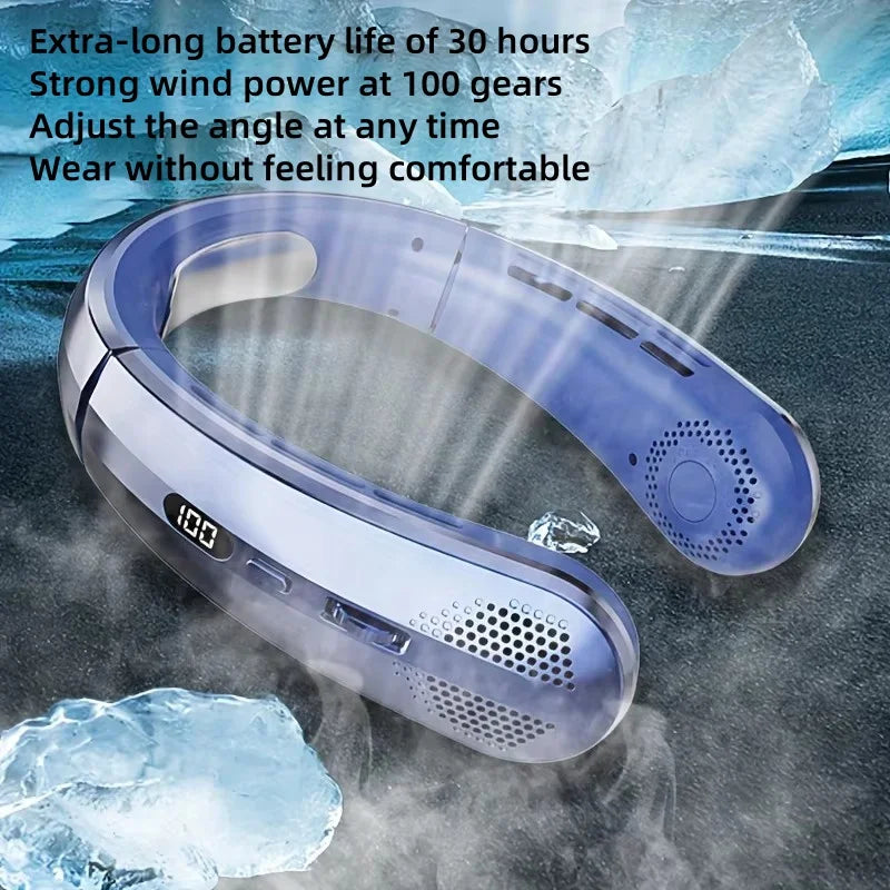 Portable Neck Fan 5000mAh Rechargeable Fan Mini 3-Speeds Large Wind Outdoor Silent Electric Ventilador for Home Camping Outdoor