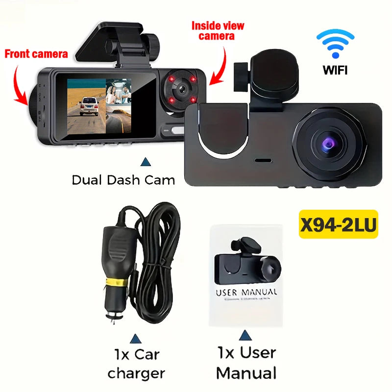 Triple Lens WiFi Dashcam 2/3 Channel Car Camera 1080P HD Video Recorder