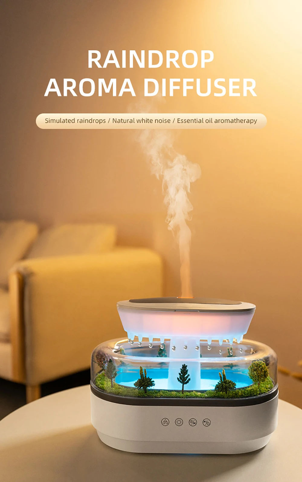 Aromatherapy humidifier raindrop air humidifier color light white noise essential oil diffuser household ultrasonic aromatherapy
