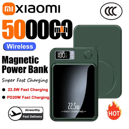 Xiaomi 200000mAh Alloy Wireless Magnetic Power Bank Ultra Thin Fast Charging Portable Backup Battery For Magsafe IPhone Samsung