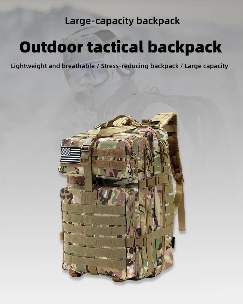 Outdoor tactical backpack - With a large waterproof capacity and lightweight design, this backpack is suitable for hiking trips.
