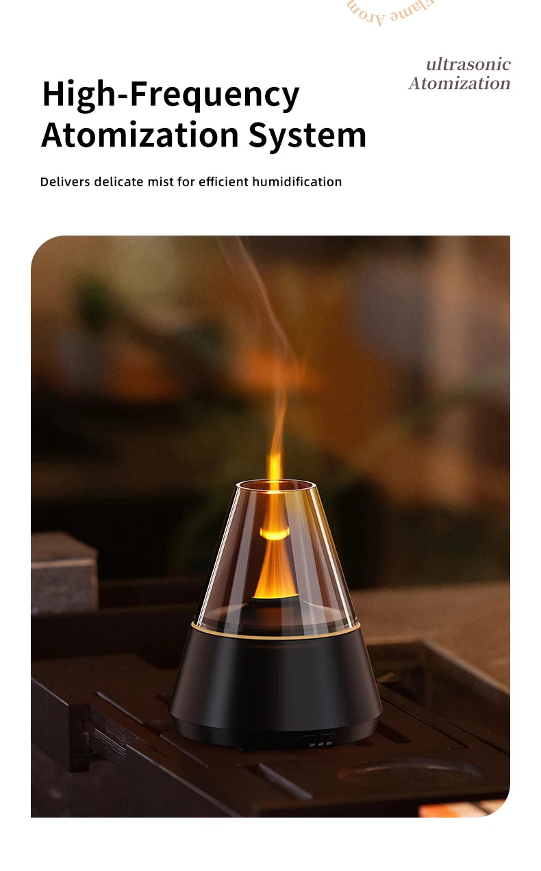 NEWSTYLE Simulated Flame Aroma Diffuser Bonfire Air Humidifier Ultrasonic Cool Mist Maker Fogger LED Essential Oil Lamp Diffuser