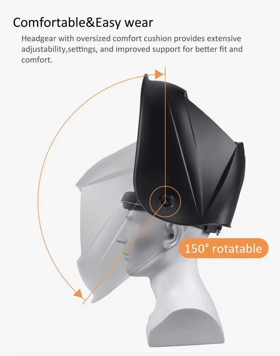 Large View Welding Helmet Welder Mask True Color Auto Darkening Dimming Solar Power Welding Mask For Arc Welding Grind Cutting