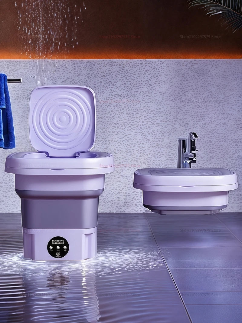 8L Foldable Small Washing Machine Portable Retractable Household Washing Machine 3 Models With Rotation And Drying Functions