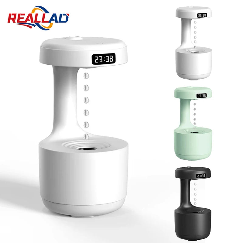 Air Humidifier Anti-Gravity Funny Water Droplets Ultrasonic Cool Mist Maker Fogger Diffuser with LED Display for Home Office