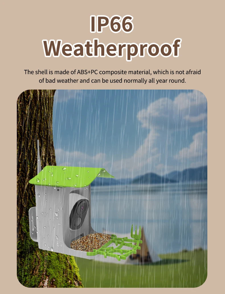 Smart Bird Feeder with Camera 1080HD Night Vision Solar Power