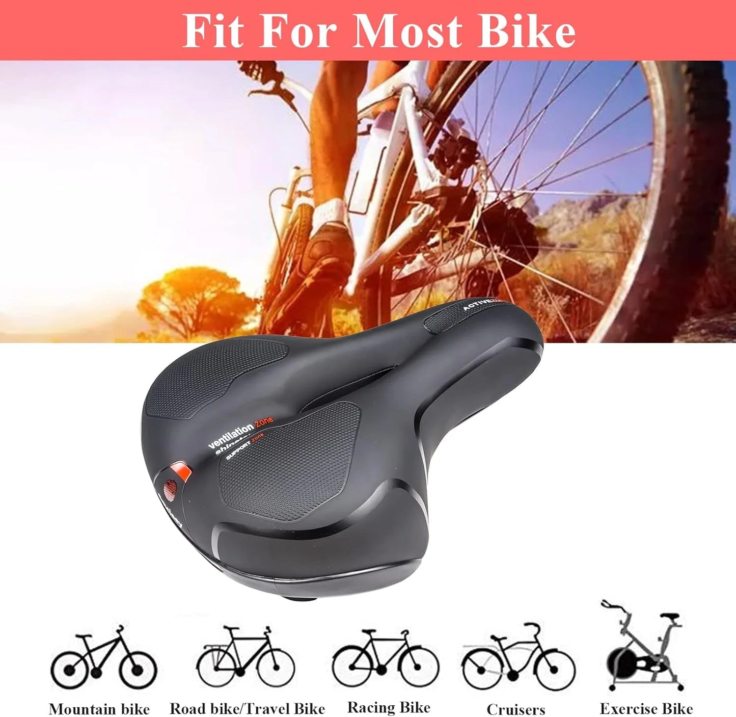 Universal Bicycle Seat for Mountain Bikes Thick Soft Breathable Shock Absorbing Ball Style Cycling Saddle for  Outdoor Riding