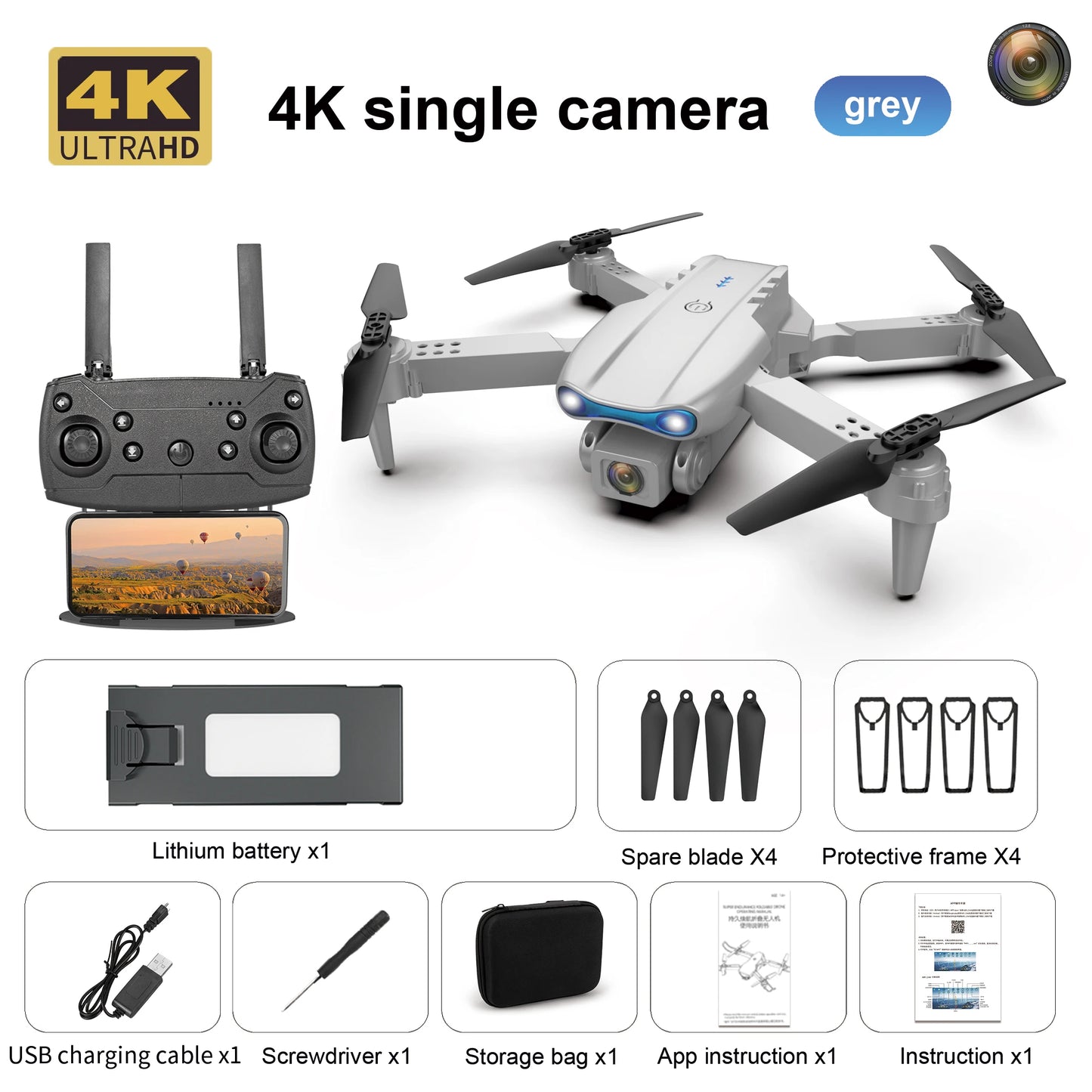 Mini Drone Dual Camera Lighting Screen Control E88 E99
