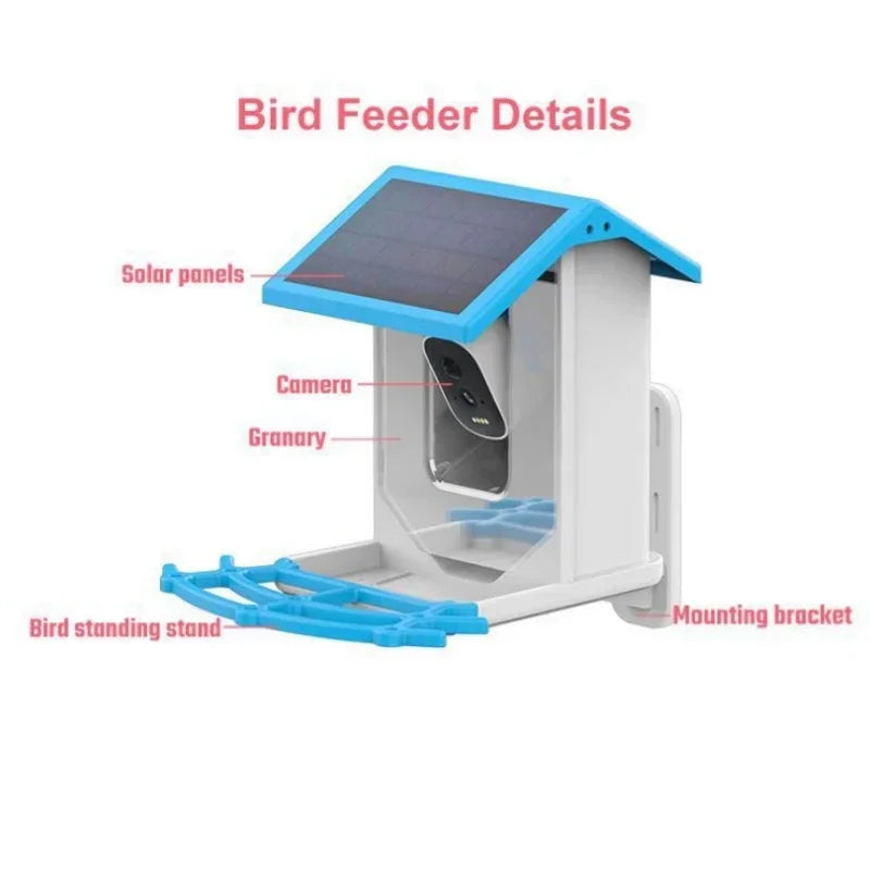 Smart Bird Feeder with Camera 2.4K Screen Solar Low Power Night Vision