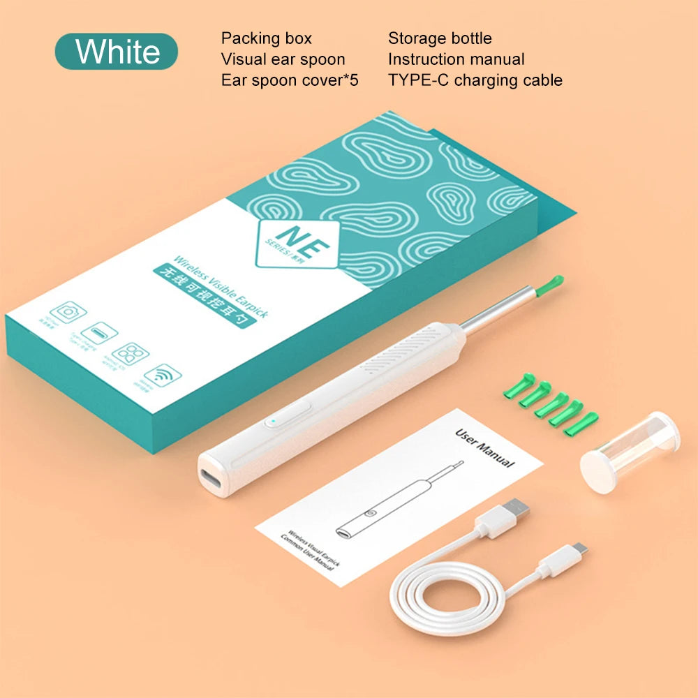 Wireless Visual Ear Wax Removal Smart Visual Ear Cleaner With Camera Endoscope 1296P Luminous Otoscope Ear Cleaning Tool