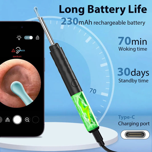 Smart Visual Ear Cleaner Set with Camera 1296P Ear Sticks Ear Wax Removal Tool HD LED Lights Earpick Endoscope Health Care