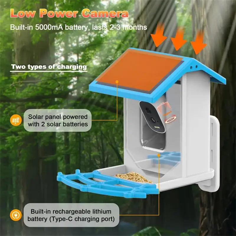 Smart Bird Feeder with Camera,2K HD Video, AI Identify Birds