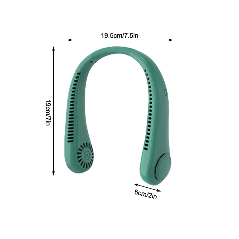 3 Speeds Mode Adjustable Stretchable Neck Fan Blow Air For Cooling Hand Free 4000mAh Rechargeable Portable Neck Fan