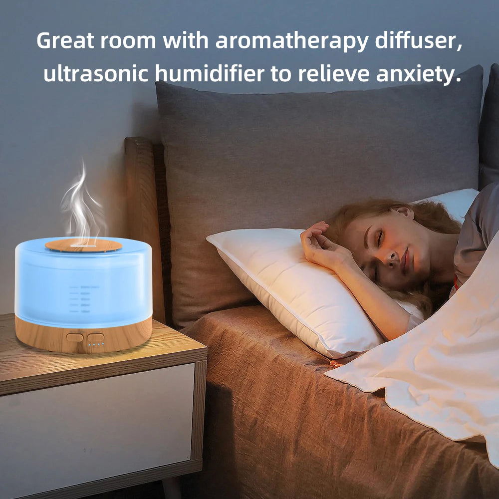 Advanced Ultrasonic Diffuser  16.91oz Capacity,  Timer, 7 RGB LED Options, BPA-Free - Complete with 6 Aromatherapy Oils