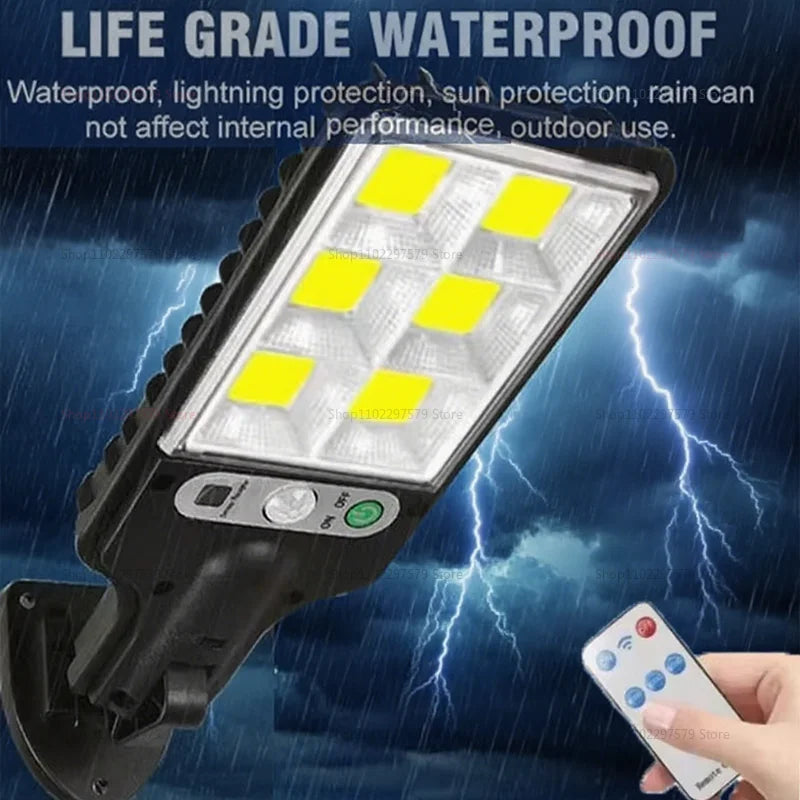 Solar LED Motion Sensor Lights Remote Control Induction Lighting for Garden Patio Garage Yard Illumination