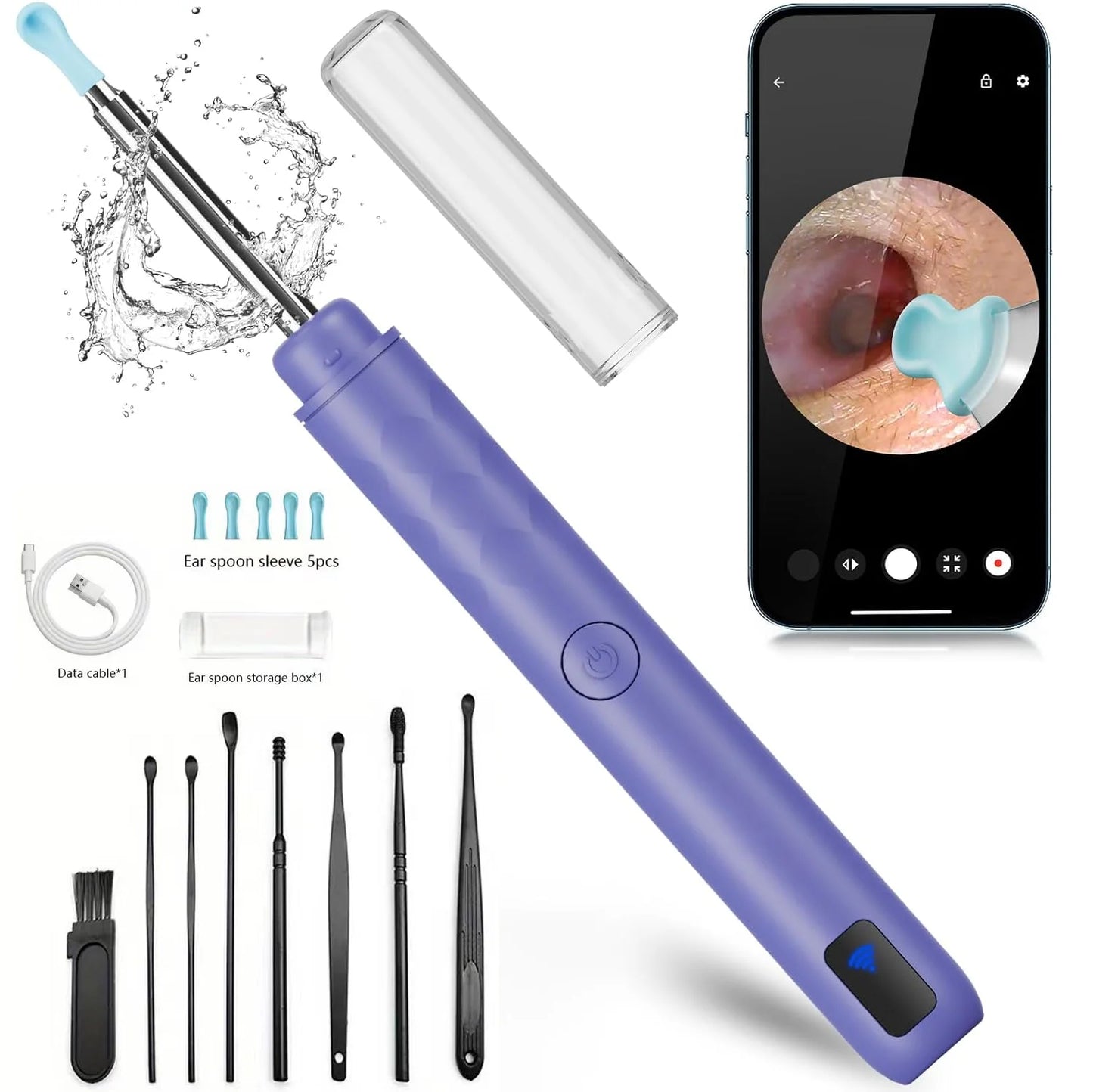 Smart Visual Ear Cleaner Set with Camera 1296P Ear Sticks Ear Wax Removal Tool HD LED Lights Earpick Endoscope Health Care