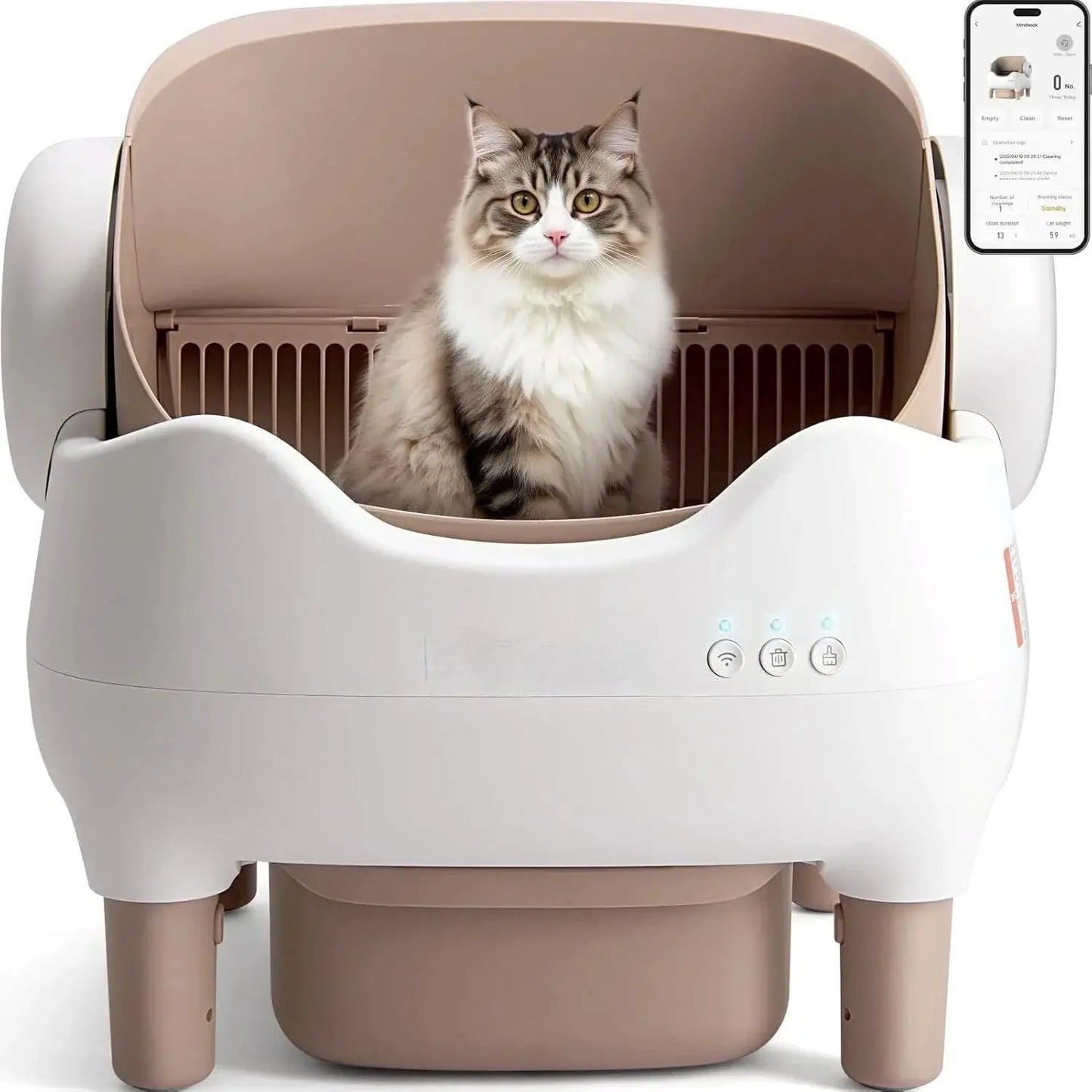 Smart Automatic Cat Litter Box Self Cleaning Open Top Electric Scooper for Large Cats