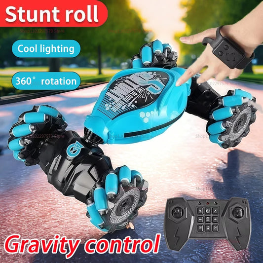 4WD Stunt Drift Car with LED Lights Remote Control Electric Kids Toys Gesture Induction Deformation Twist RC Car For Children