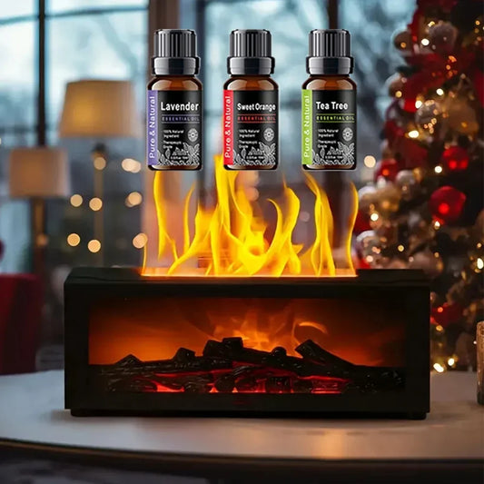 300ml Essential Oil Diffuser with Colorful Flame, Aromatherapy Machine, Air Humidifier, Auto-Off, Timer & Remote Control for Hom