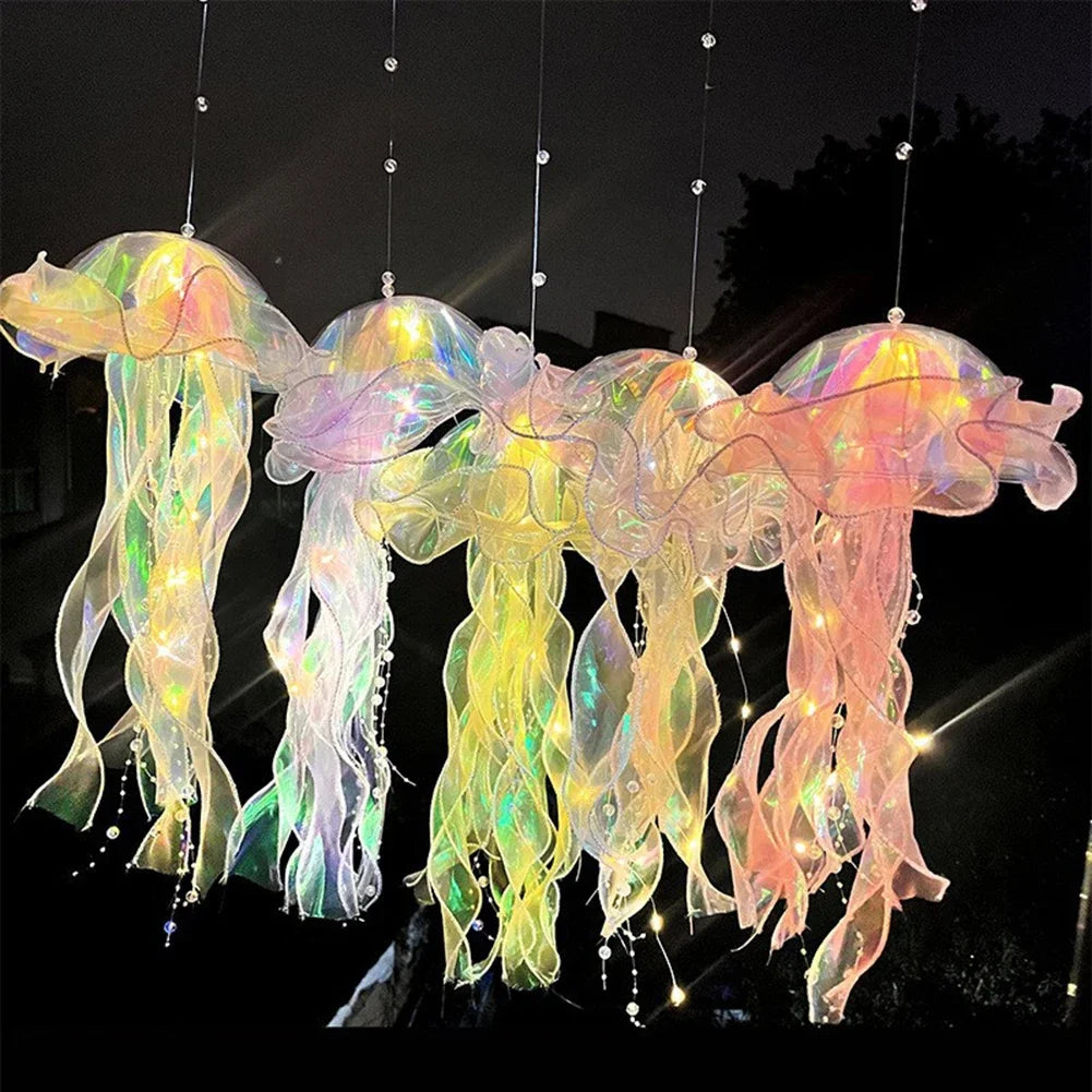 1-6PCS Jellyfish Night Light Lamp Hanging Pendant LED Light Jellyfish Lamp Atmosphere Decorative Lantern Home Room Decoration