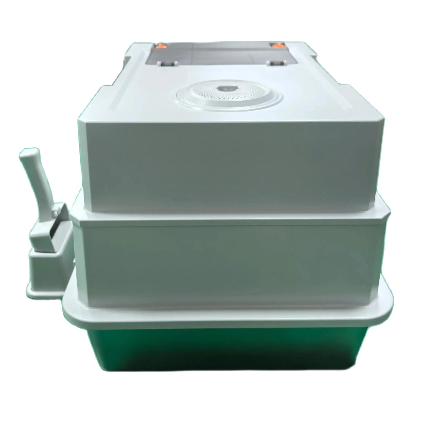 Stainless steel litter box with lid, extra-large enclosed kitty litter pan, equipped with steps and a litter scoop,