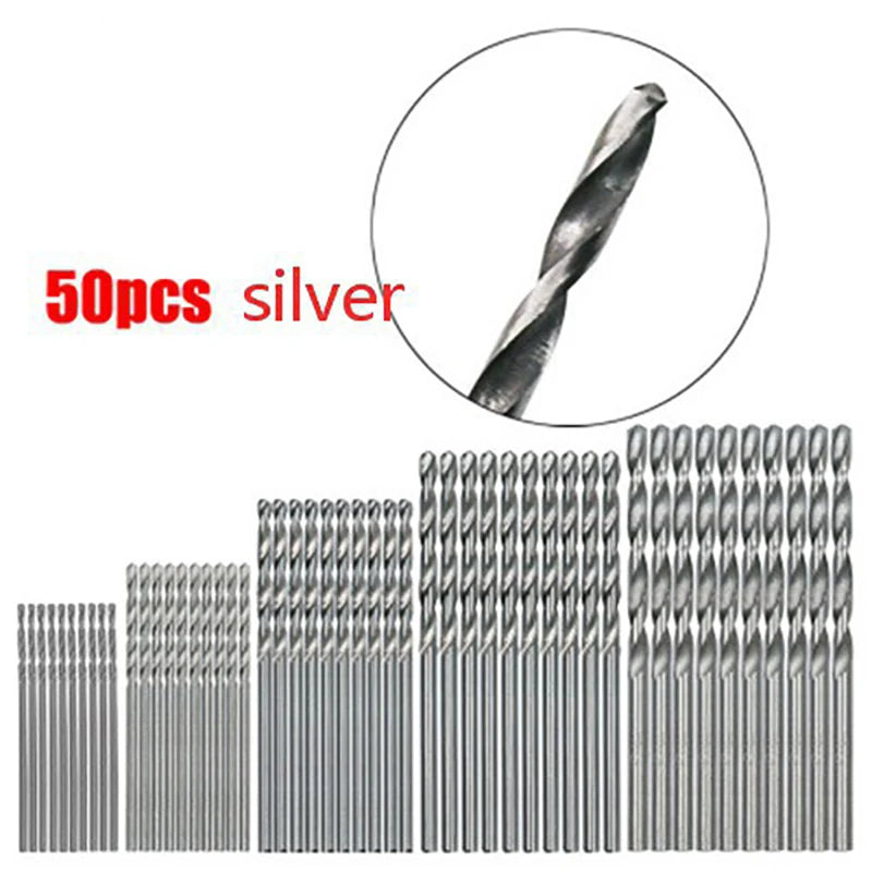 50/100Pcs 1/1.5/2/2.5/3mm Titanium Plated High-speed Steel Titanium Coated Drill Bits Set For Metal Wood Aluminum Drilling Tools