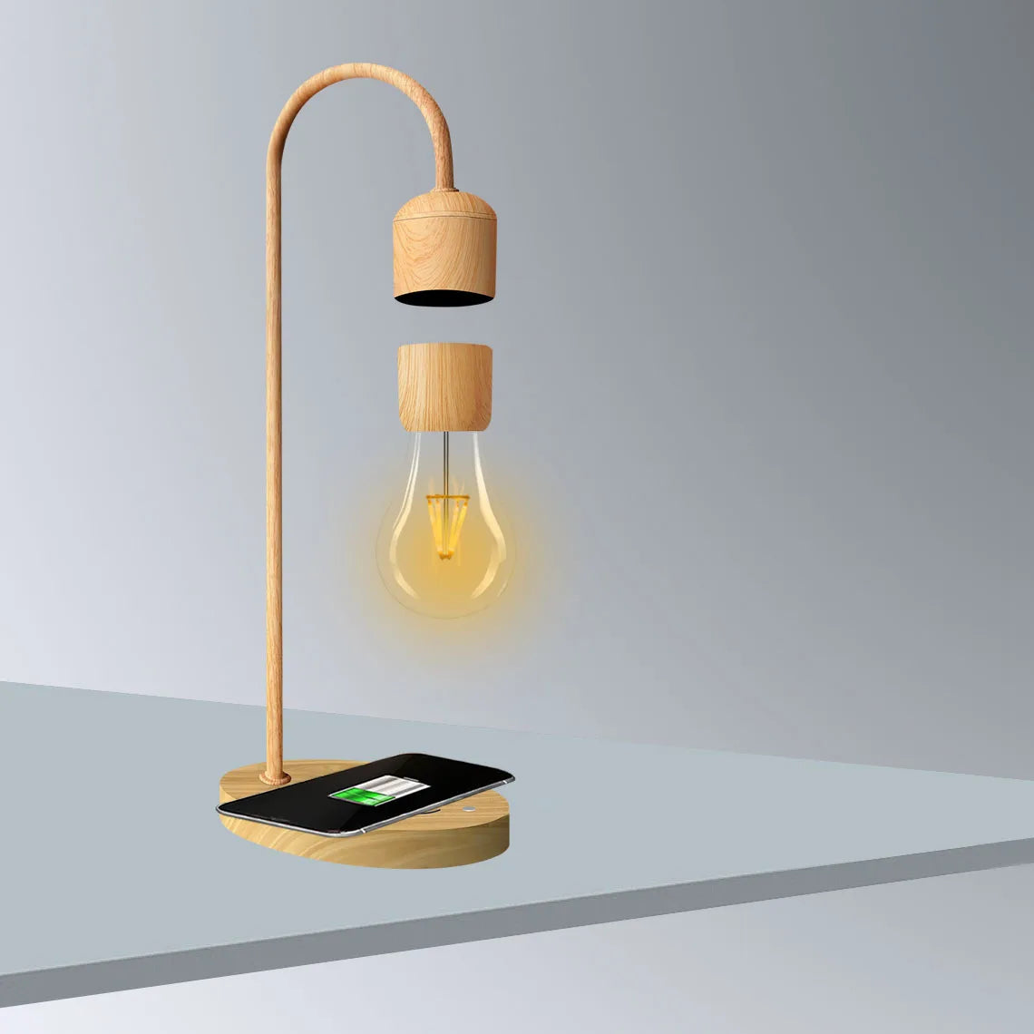 Magnetic Levitating Floating Bulb Lamp Wireless Smartphone Fast Charging LED Light Bulb Desk Lamp Creative Home Deco Night Light