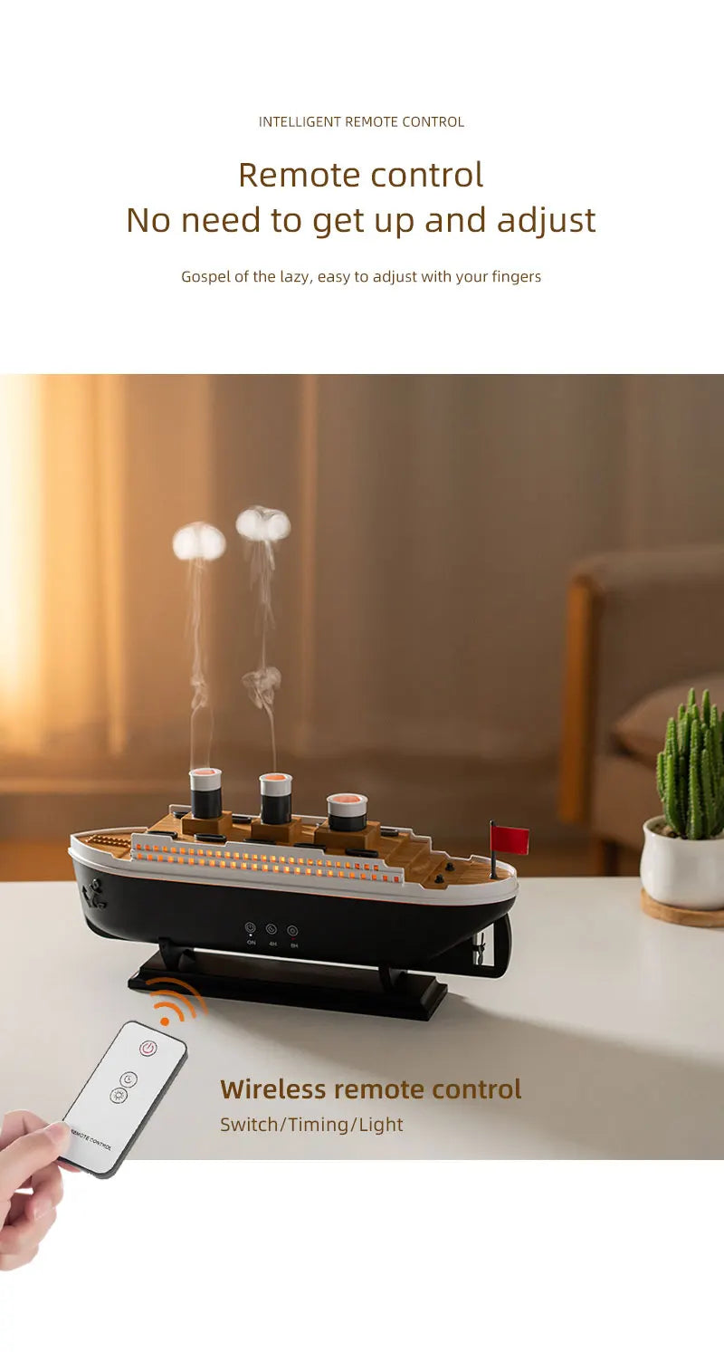 Jellyfish Smoke Ring Essential Oil Diffuser Cruise Ship Aroma Air Humidifier with Remote, 7 Colors Light, Ultrasonic Cool Mist