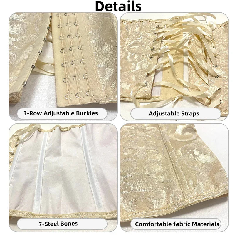 Shapewear for women's Waist Trainer Tummy Control Corset Body Shaper Shapewear Women 3-Row Hook Fit Waist Cincher Bust Lifter Top for Outfit Match