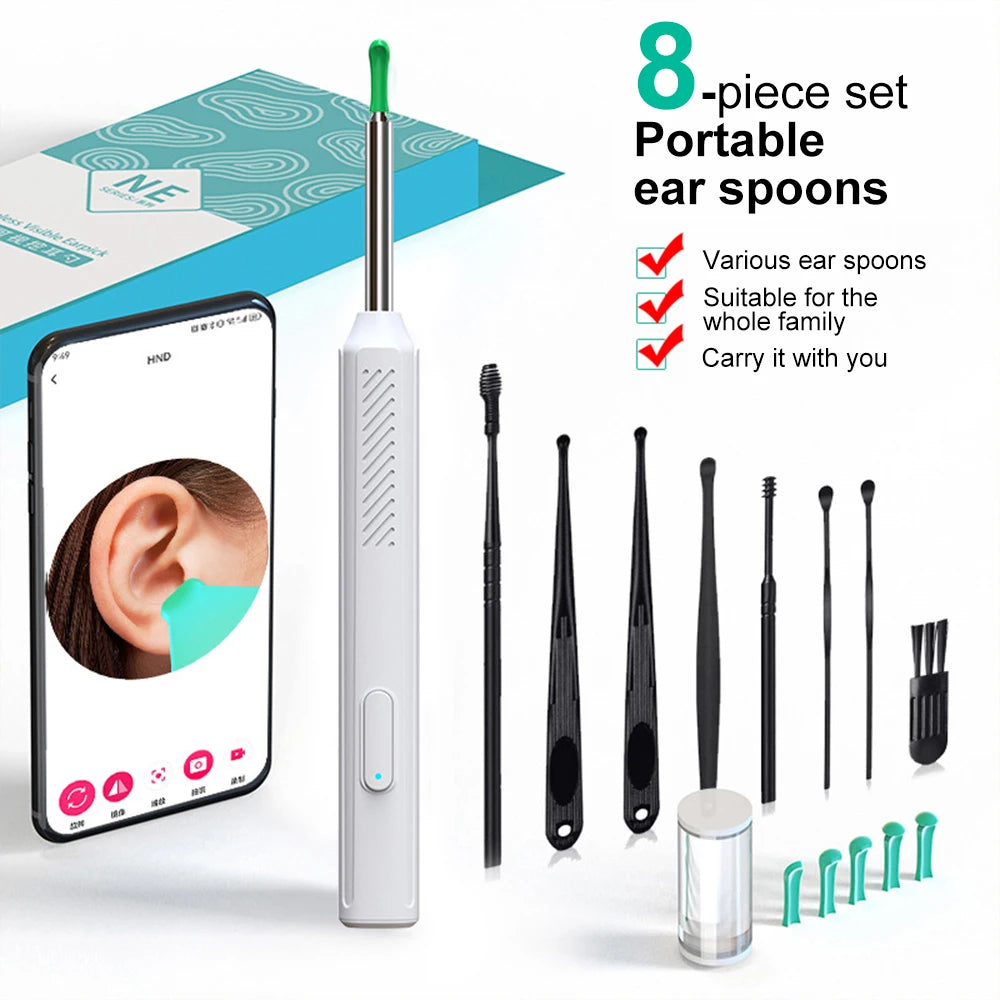 Wireless Visual Ear Wax Removal Smart Visual Ear Cleaner With Camera Endoscope 1296P Luminous Otoscope Ear Cleaning Tool