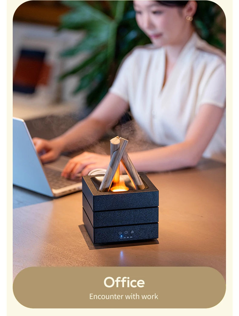 NEWSTYLE Simulated Flame Aroma Diffuser Bonfire Air Humidifier Ultrasonic Cool Mist Maker Fogger LED Essential Oil Lamp Diffuser