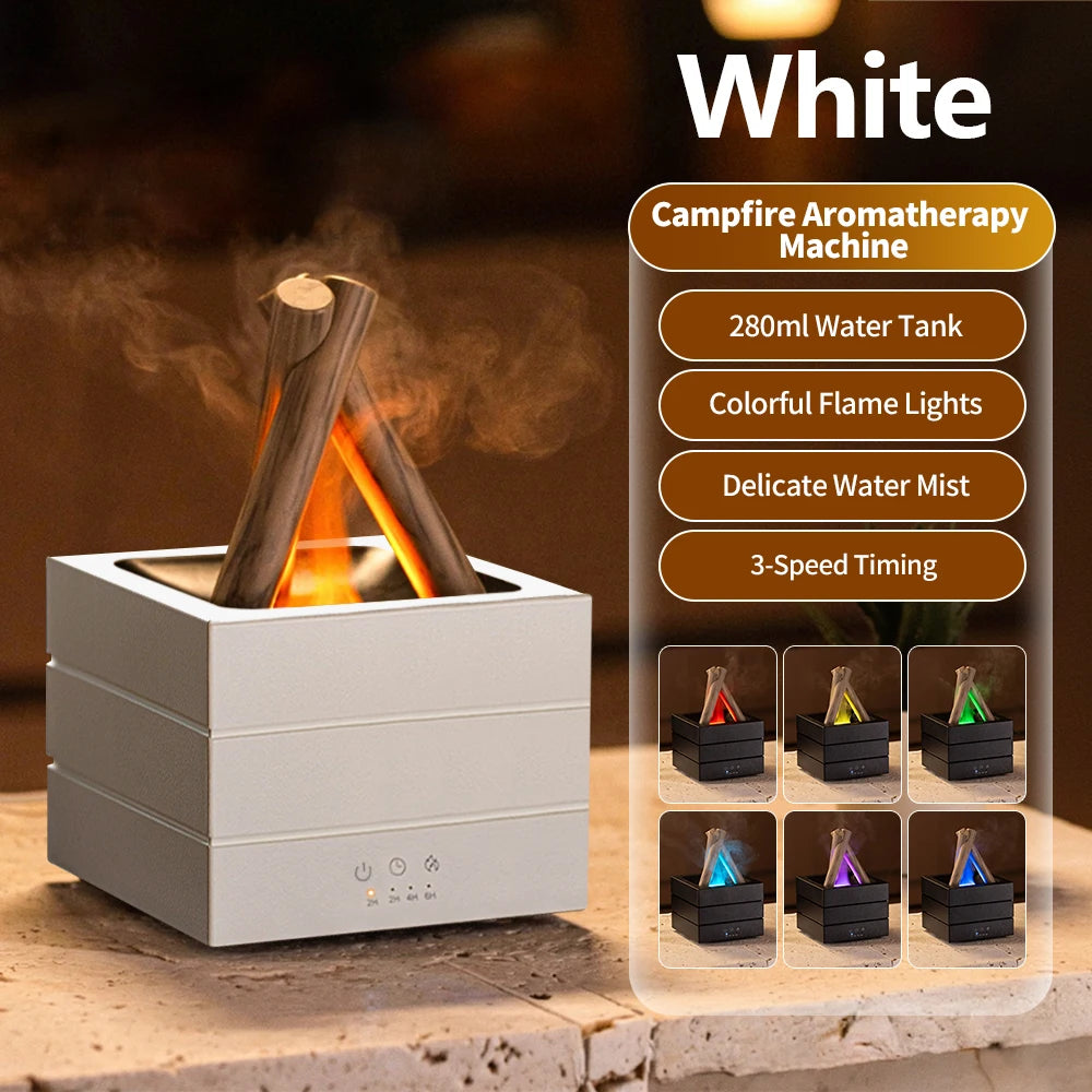 NEWSTYLE Simulated Flame Aroma Diffuser Bonfire Air Humidifier Ultrasonic Cool Mist Maker Fogger LED Essential Oil Lamp Diffuser
