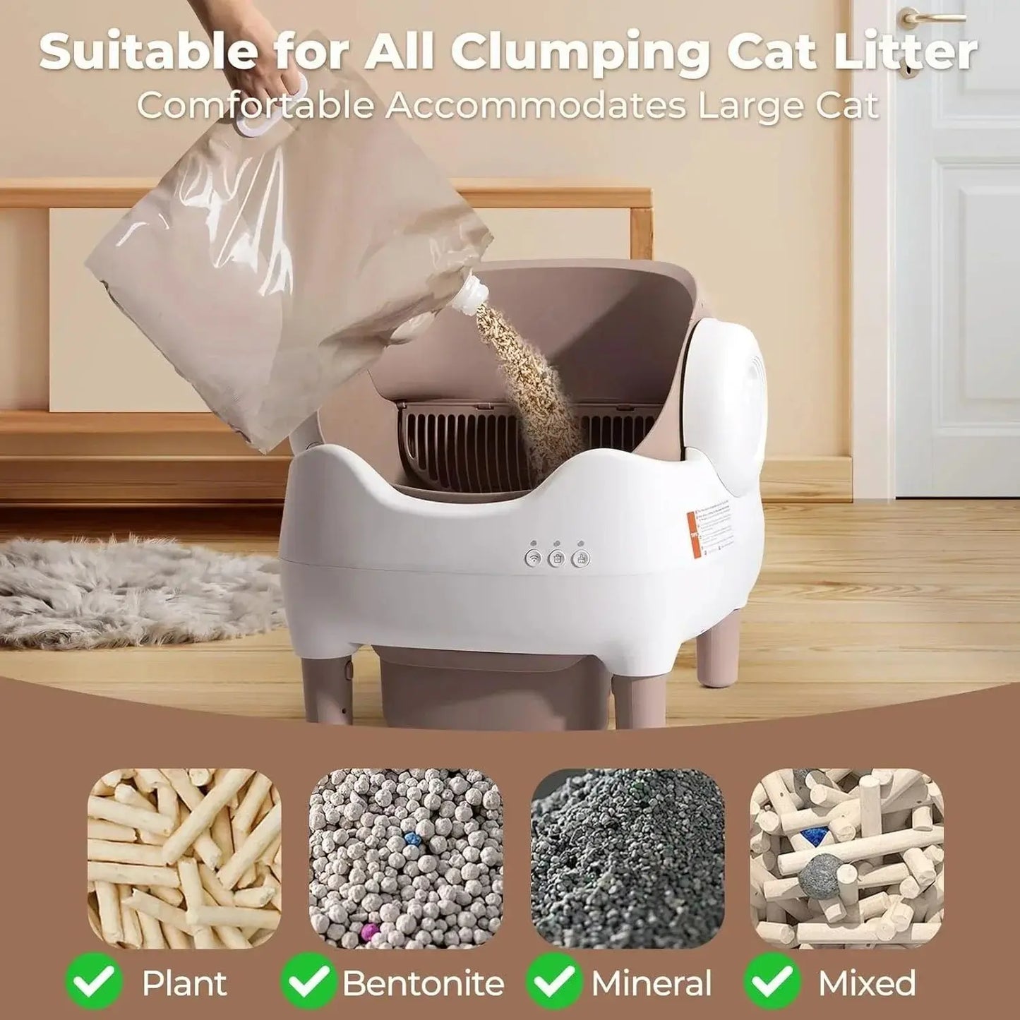 Smart Automatic Cat Litter Box Self Cleaning Open Top Electric Scooper for Large Cats