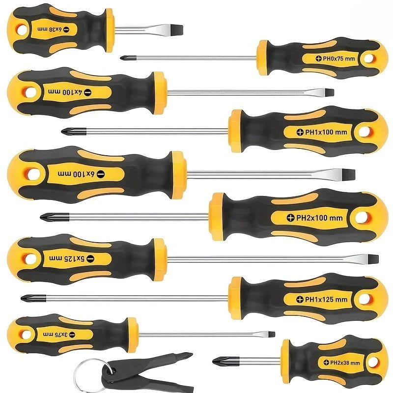 Upgraded Professional Screwdriver Set with Magnetic Bit Holder, Includes Slotted, Phillips, Hexagonal, Torx, and Precision Tools