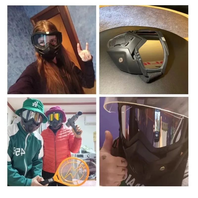 MTB Safety Mask & Goggles Combo - Windproof Protection for Extreme Cycling, Dirt Bikes & Outdoor Sports