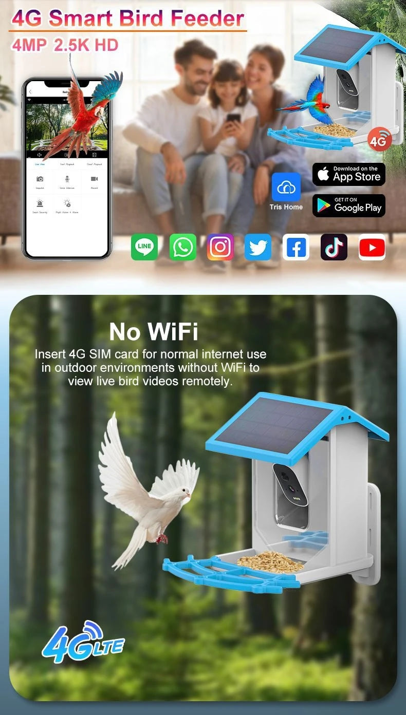 Smart Bird Feeder with Camera,2K HD Video, AI Identify Birds