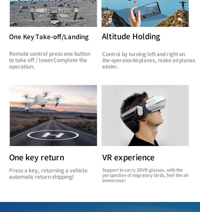 Drone E88 Pro WiFi FPV Drone - Single/Dual 4K/1080P Camera