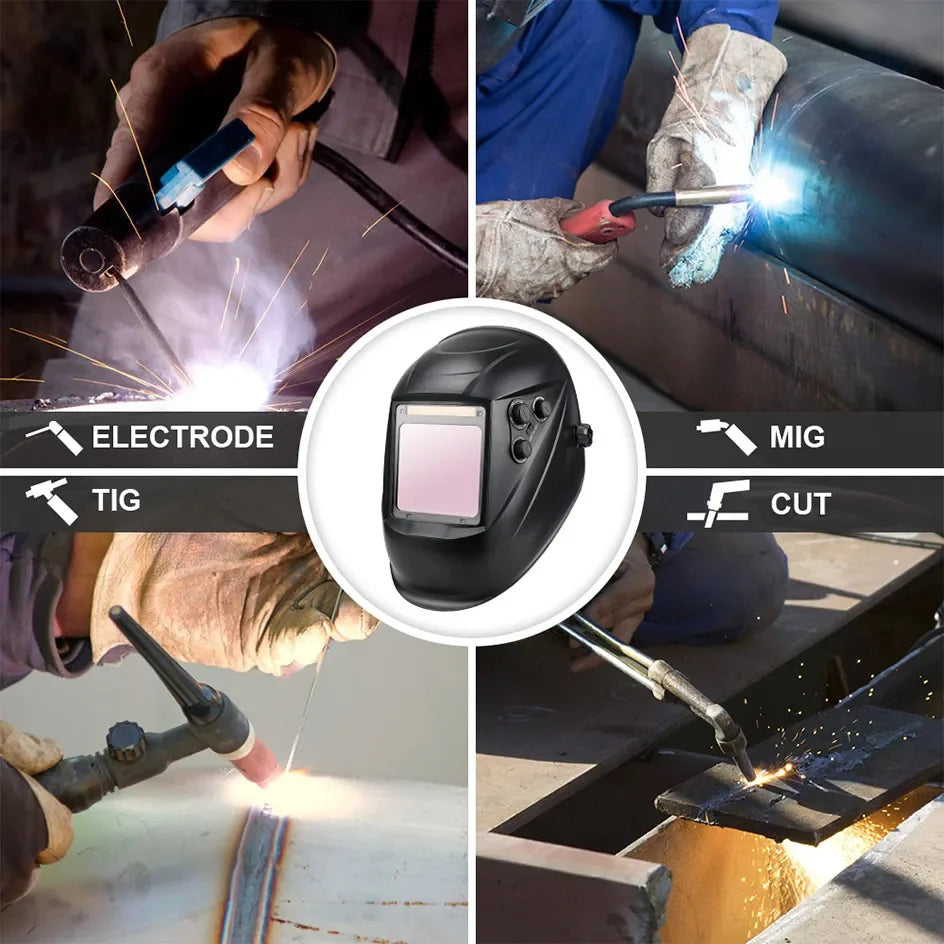 Large View Welding Helmet Welder Mask True Color Auto Darkening Dimming Solar Power Welding Mask For Arc Welding Grind Cutting