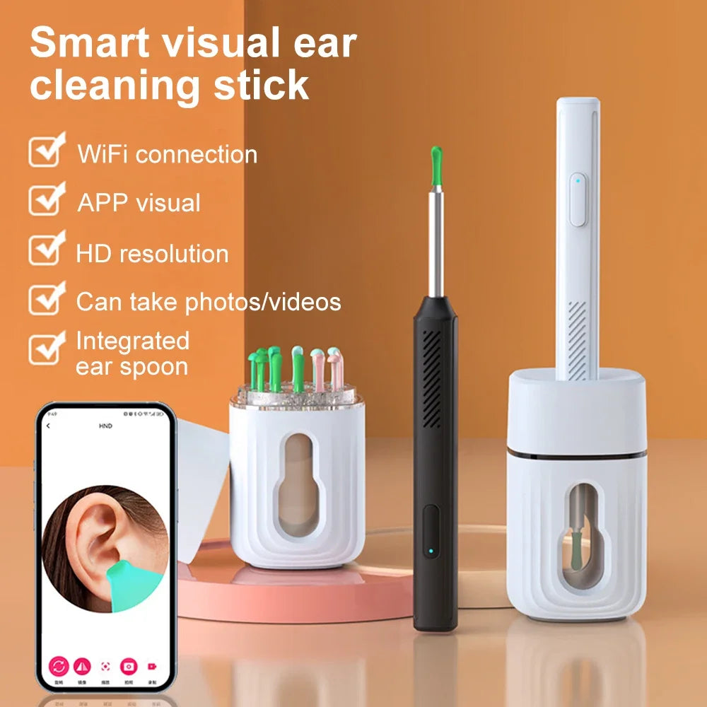 Wireless Visual Ear Wax Removal Smart Visual Ear Cleaner With Camera Endoscope 1296P Luminous Otoscope Ear Cleaning Tool