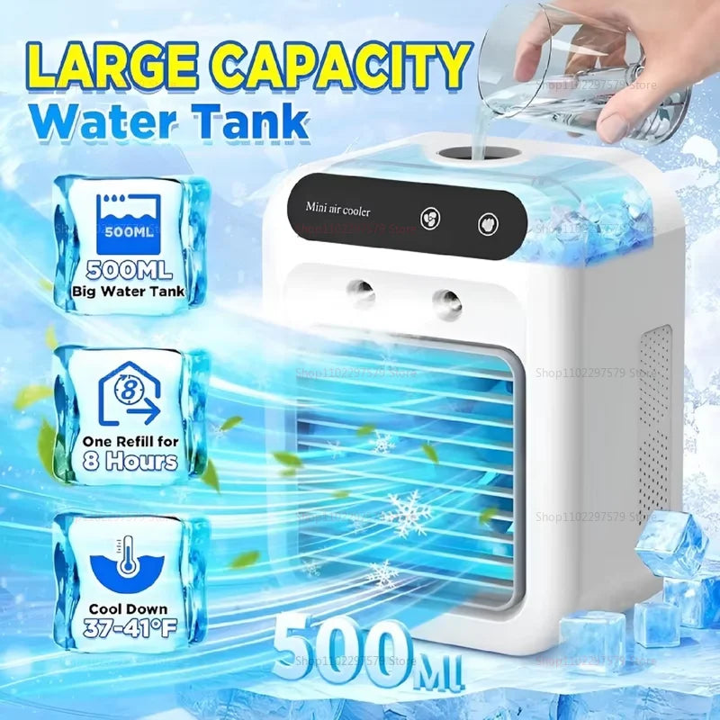 Portable Fan with 2-Speeds Evaporative Air Cooler with 0.5L Water Tank