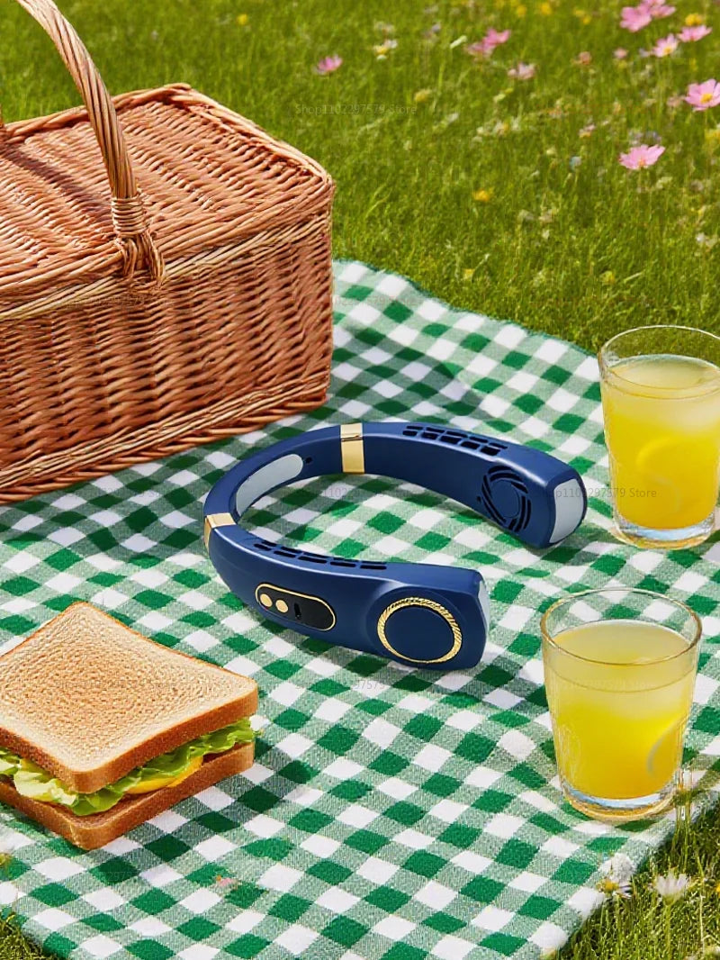 Bladeless Turbo Neck Fan USB Rechargeable Portable Personal Cooler For Summer Outdoor Travel Sports With Digital Display