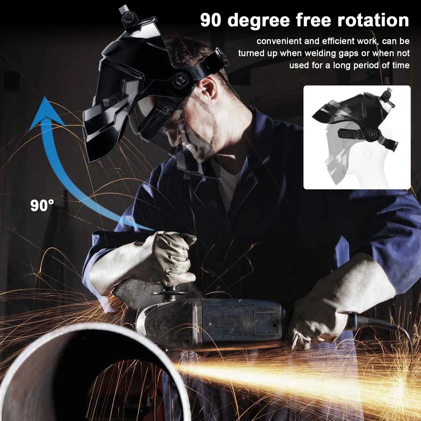 Automatic Dimming Welding Facemask Large View True Color Auto Darkening Welding Facemask 130℃ High Temperature Resistant