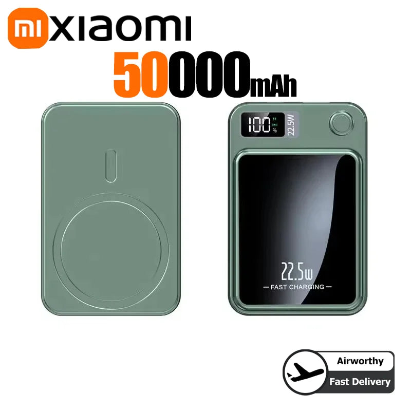Xiaomi 200000mAh Alloy Wireless Magnetic Power Bank Ultra Thin Fast Charging Portable Backup Battery For Magsafe IPhone Samsung