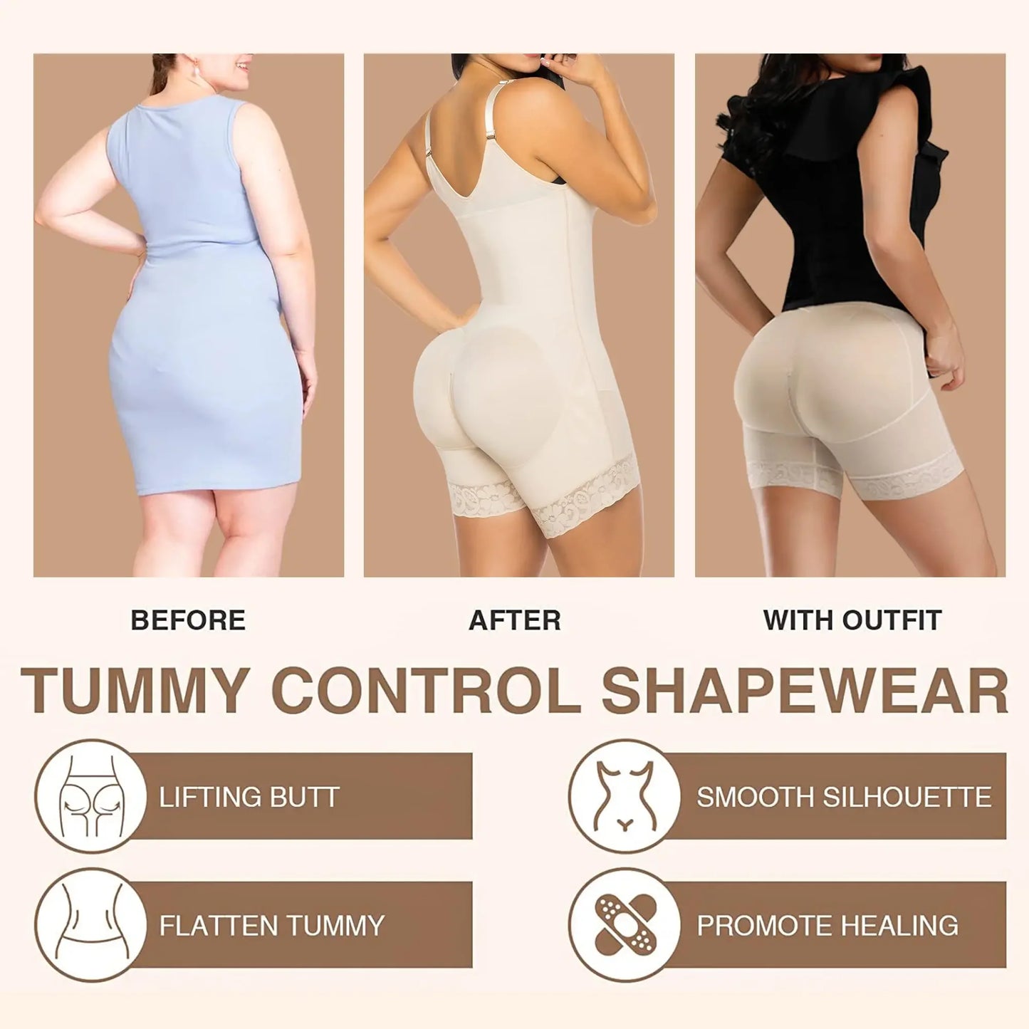 Shapewear for women's Fajas Colombianas Slimming Corset For Women Compression Body Shaper Waist Trainer Shapewear Post Surgery Slimming Butt Lifter